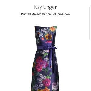 Kay Unger  printed Mikado Carina Column Gown